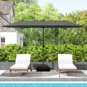 13FT Double-sided Patio Umbrella with Solar Lights for Garden Pool Backyard-Gray