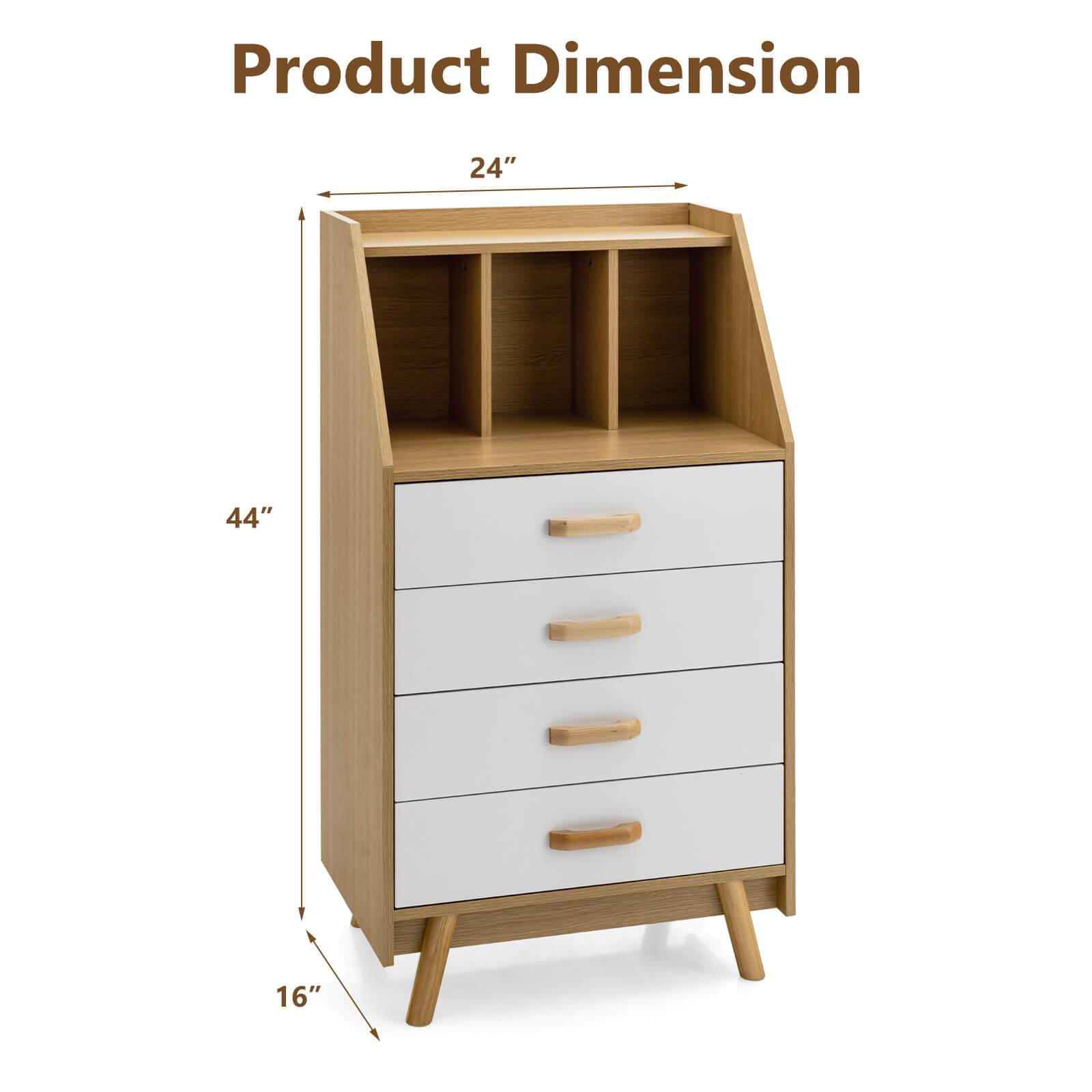 4-Drawer Dresser with 2 Anti-Tipping Kits for Bedroom-Natural