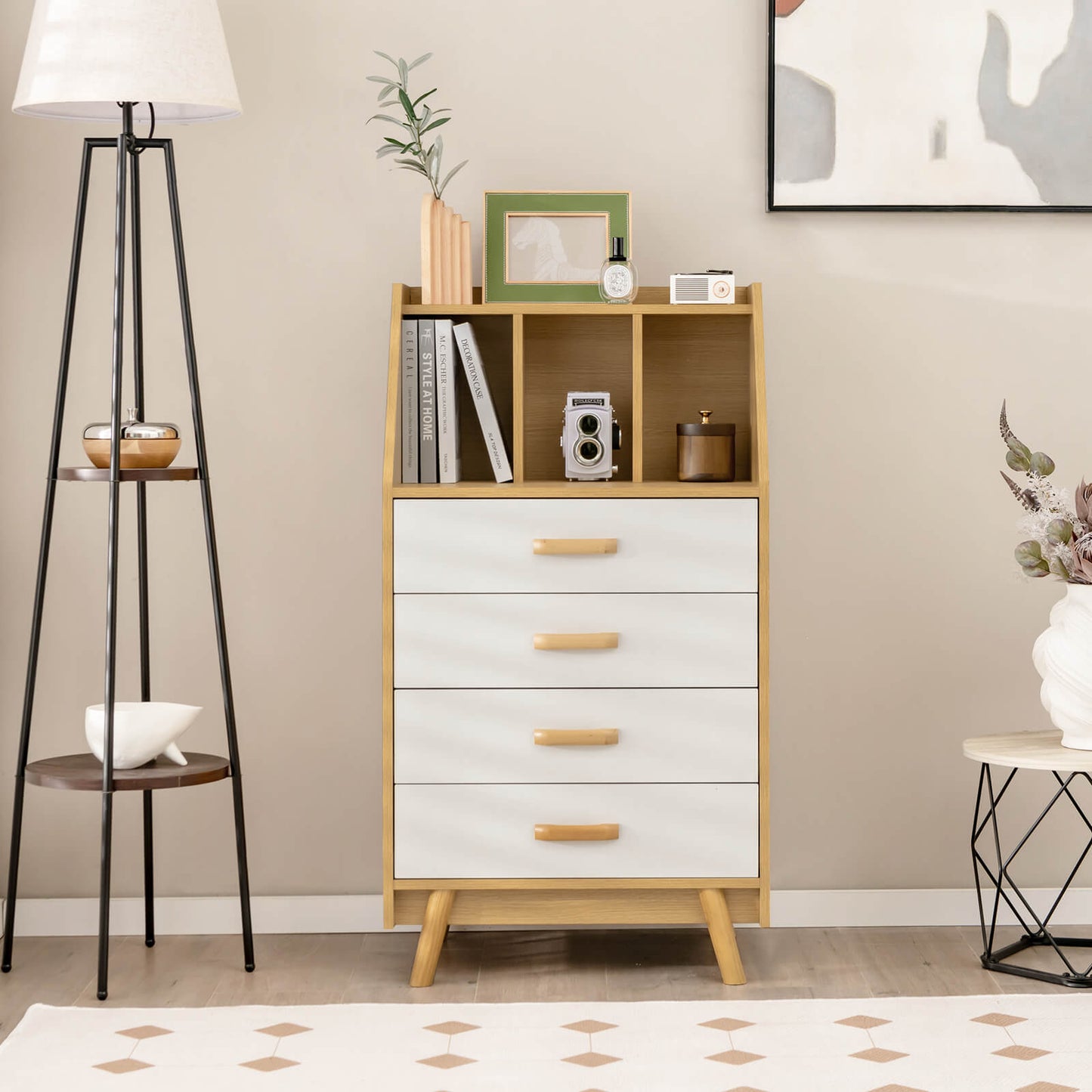 4-Drawer Dresser with 2 Anti-Tipping Kits for Bedroom-Natural