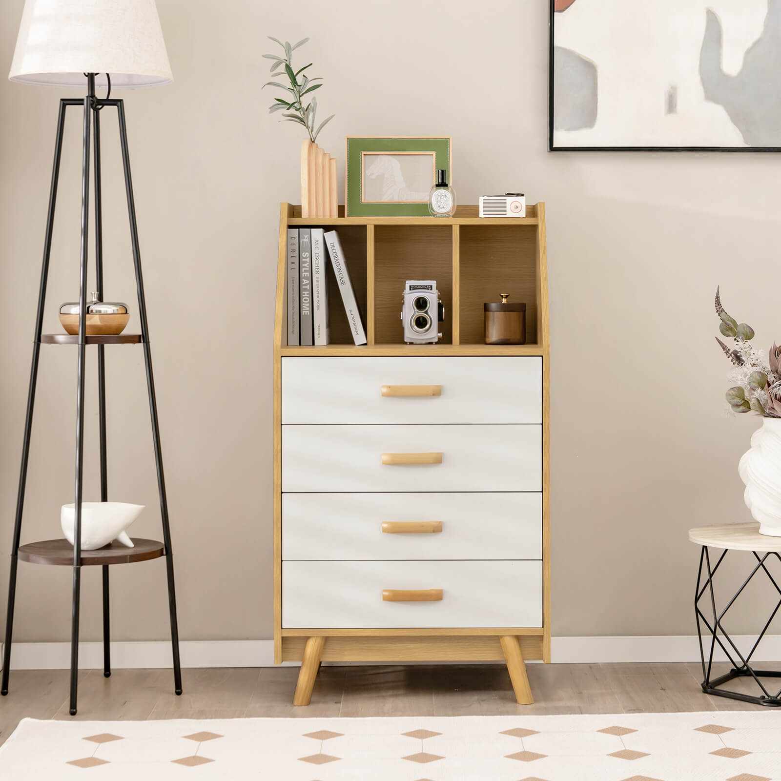 4-Drawer Dresser with 2 Anti-Tipping Kits for Bedroom-Natural