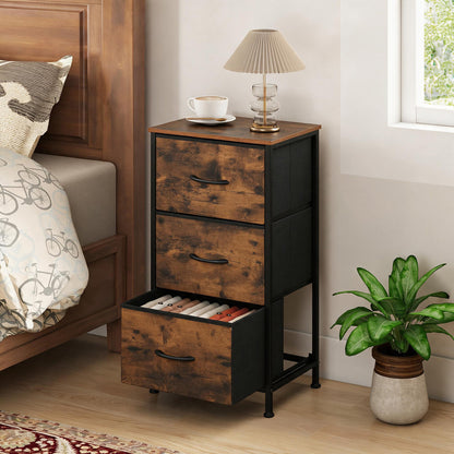 3-Drawer Fabric Dresser with Metal Frame for Bedroom Storage
