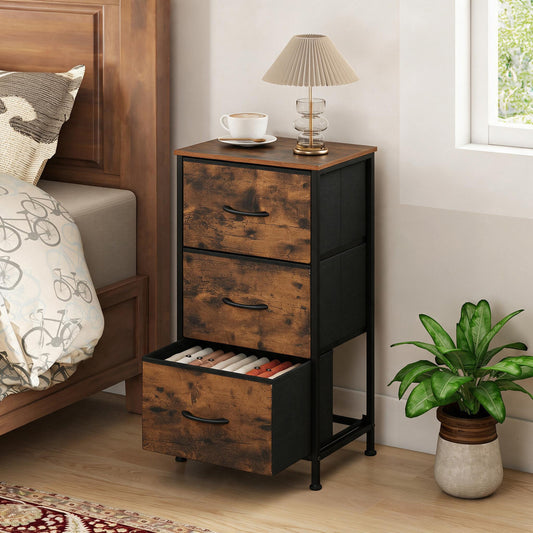 3-Drawer Fabric Dresser with Metal Frame for Bedroom Storage