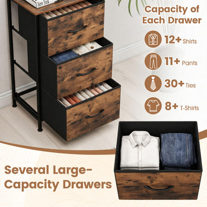 3-Drawer Fabric Dresser with Metal Frame for Bedroom Storage