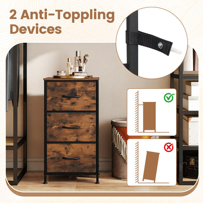 3-Drawer Fabric Dresser with Metal Frame for Bedroom Storage