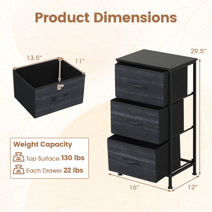 3-Drawer Fabric Dresser with Metal Frame for Bedroom Storage