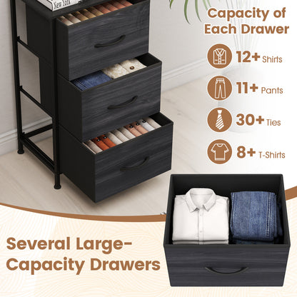 3-Drawer Fabric Dresser with Metal Frame for Bedroom Storage