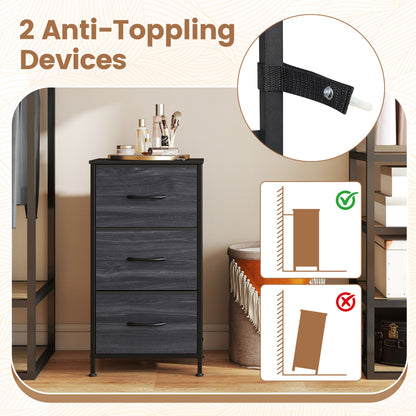 3-Drawer Fabric Dresser with Metal Frame for Bedroom Storage