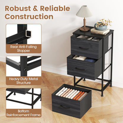 3-Drawer Fabric Dresser with Metal Frame for Bedroom Storage