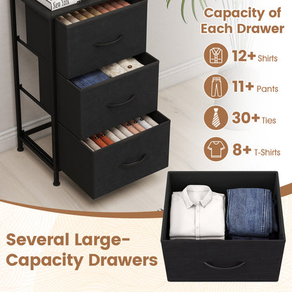3-Drawer Fabric Dresser with Metal Frame for Bedroom Storage
