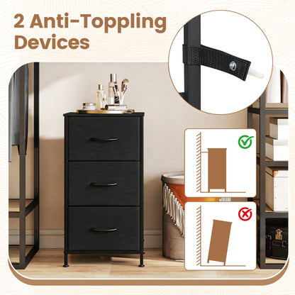 3-Drawer Fabric Dresser with Metal Frame for Bedroom Storage