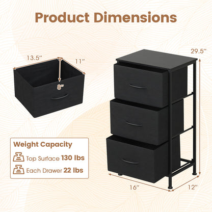 3-Drawer Fabric Dresser with Metal Frame for Bedroom Storage
