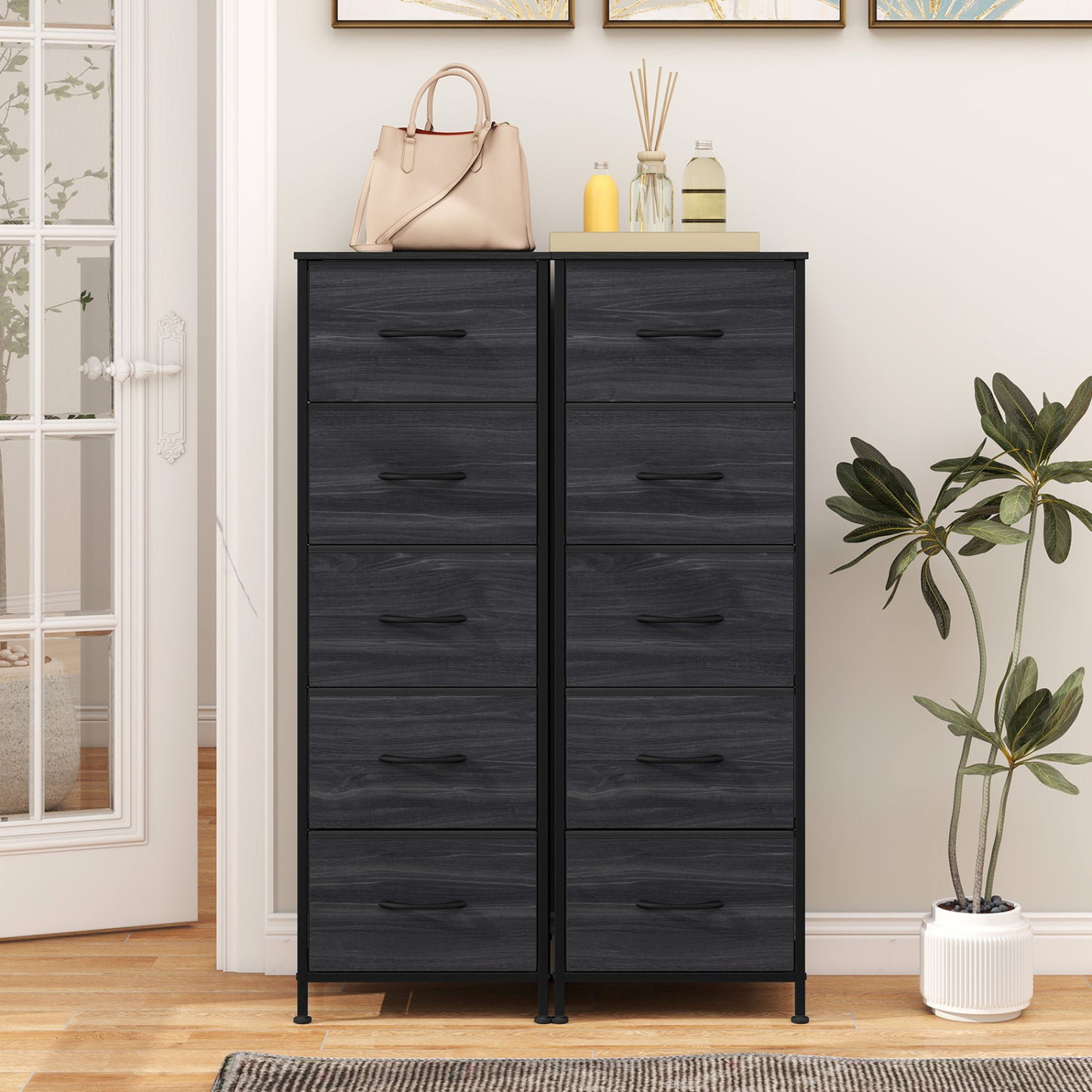 5-Drawer Fabric Dresser with Metal Frame for Bedroom Storage