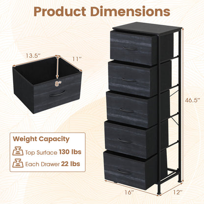 5-Drawer Fabric Dresser with Metal Frame for Bedroom Storage