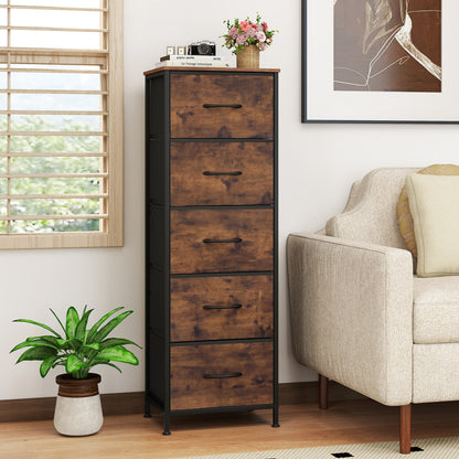 5-Drawer Fabric Dresser with Metal Frame for Bedroom Storage