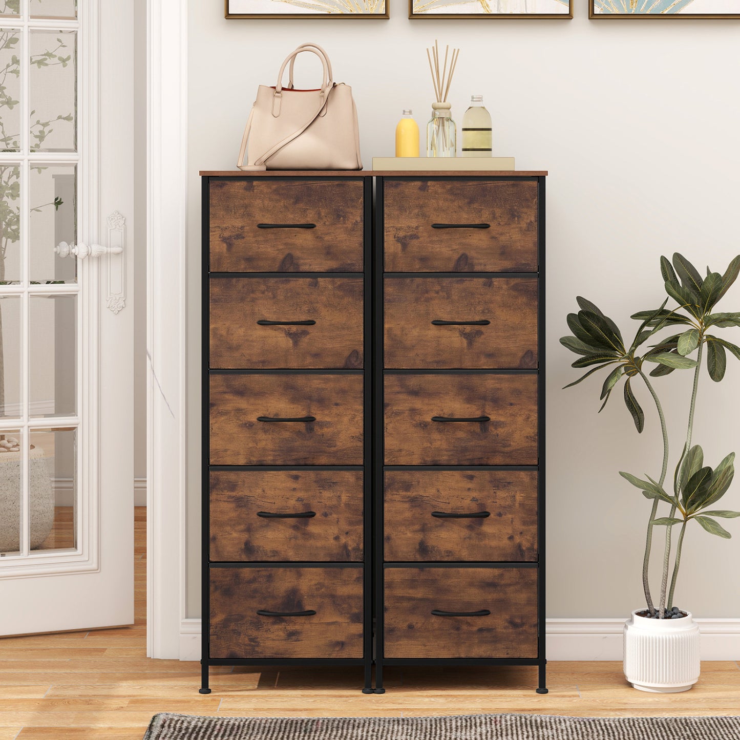 5-Drawer Fabric Dresser with Metal Frame for Bedroom Storage