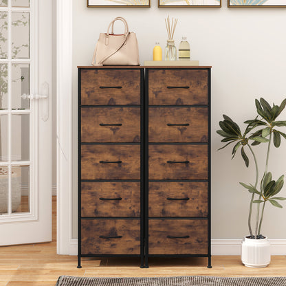 5-Drawer Fabric Dresser with Metal Frame for Bedroom Storage