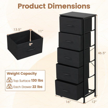 5-Drawer Fabric Dresser with Metal Frame for Bedroom Storage