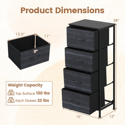 4-Drawer Fabric Dresser with Metal Frame
