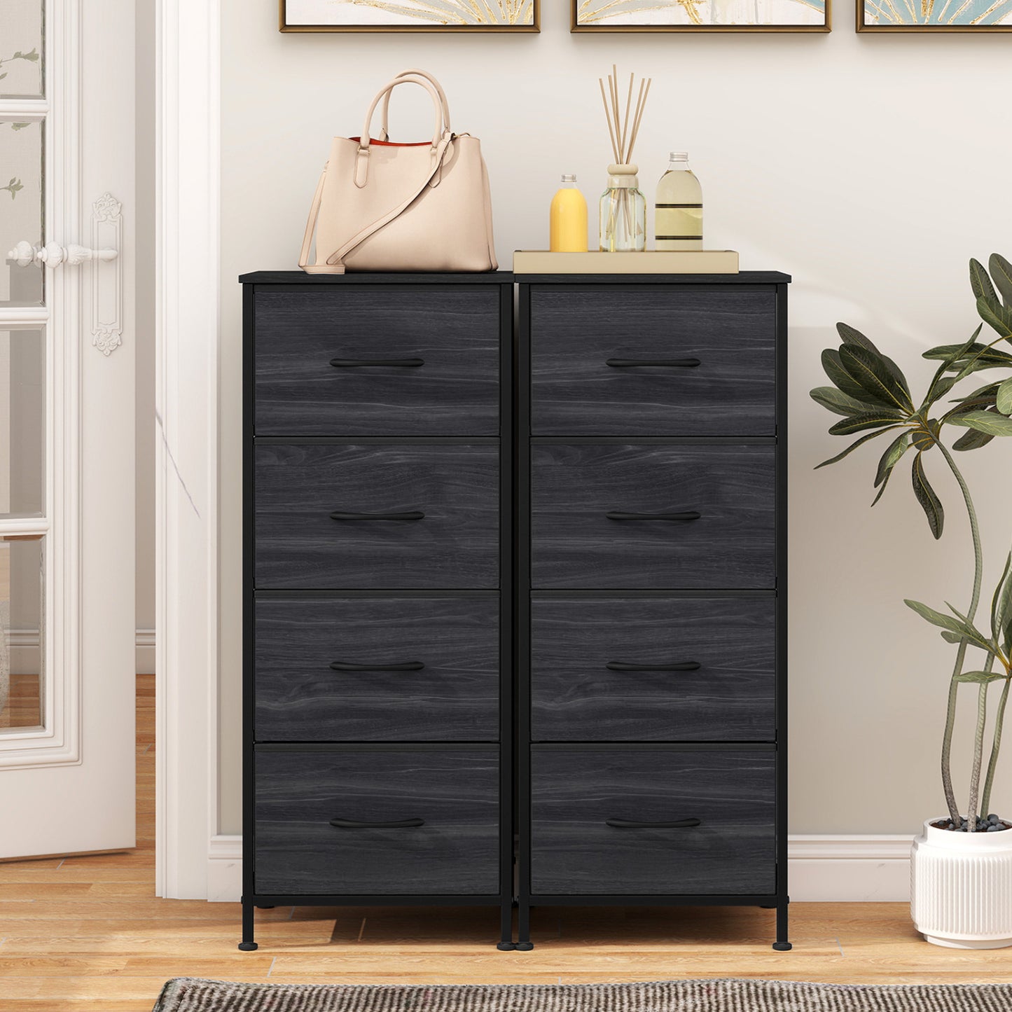 4-Drawer Fabric Dresser with Metal Frame