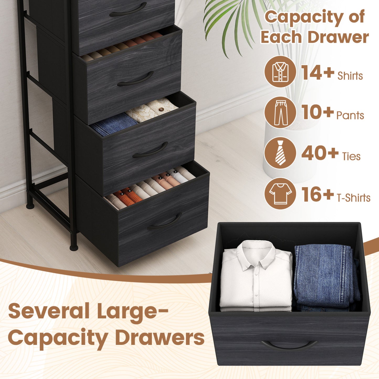 4-Drawer Fabric Dresser with Metal Frame