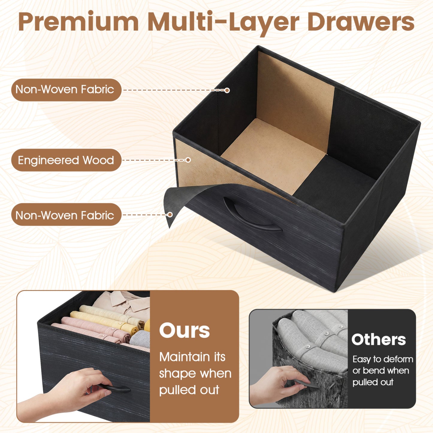 4-Drawer Fabric Dresser with Metal Frame