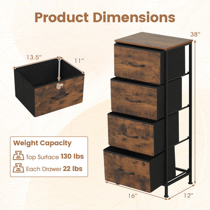 4-Drawer Fabric Dresser with Metal Frame