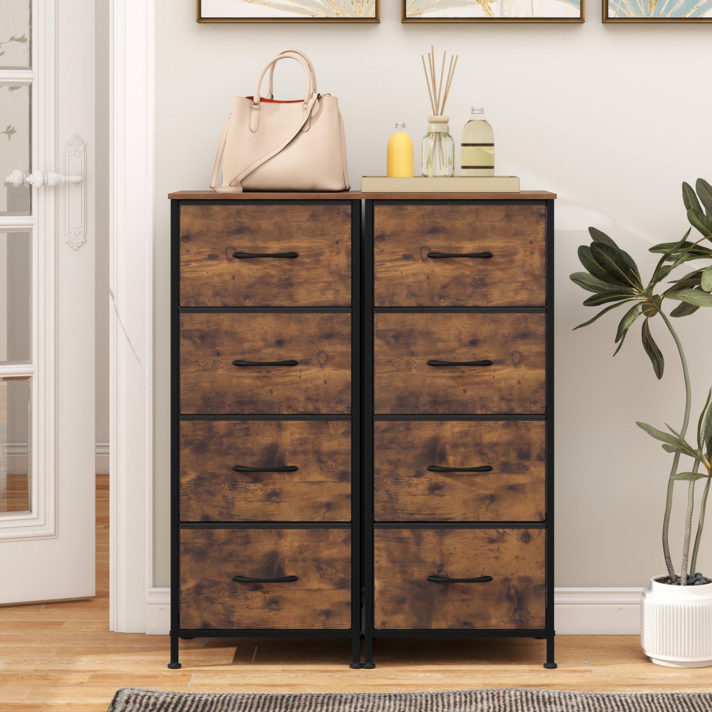 4-Drawer Fabric Dresser with Metal Frame