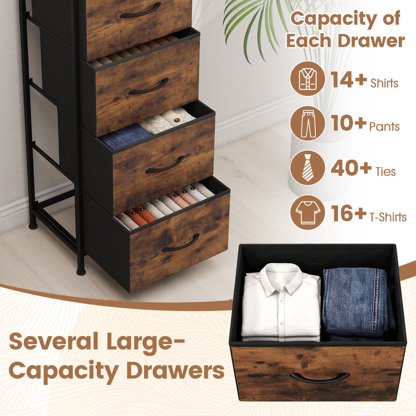 4-Drawer Fabric Dresser with Metal Frame