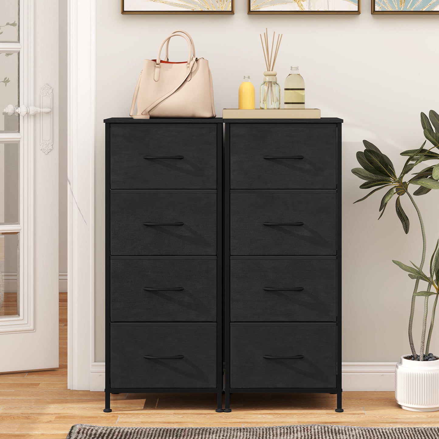 4-Drawer Fabric Dresser with Metal Frame
