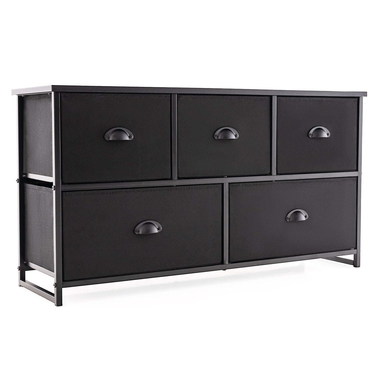 Wood Dresser Storage Unit Side Table Display Organizer-Gray - Black