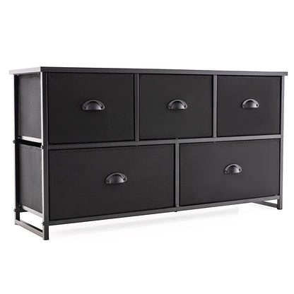 Wood Dresser Storage Unit Side Table Display Organizer-Gray - Black