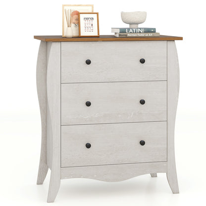 Dresser for Bedroom with 3 Folding Fabric Drawers and Anti-tipping Kit-Brown - Gray
