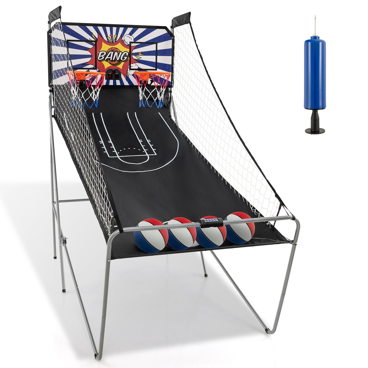 Dual Shot Basketball Arcade Game with 8 Game Modes and 4 Balls-White - White