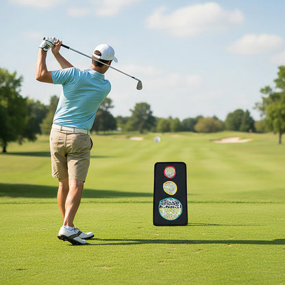 Dual-Sided Golf Chipping Net Triple Target Training System with 5 Target Holes