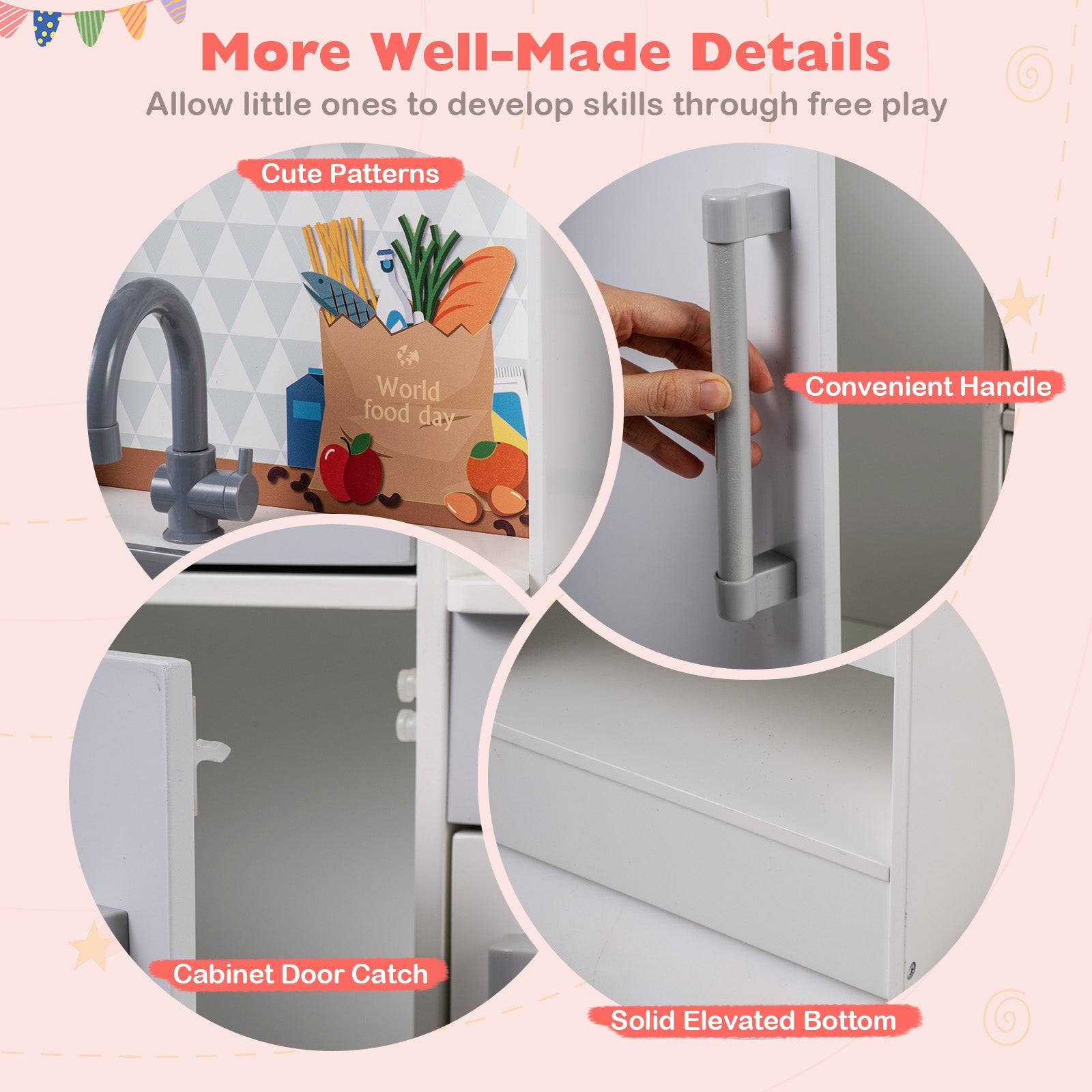 Dual-Sided Kids Play Kitchen with Water Dispenser and Range Hood for 3+ Years Old-White