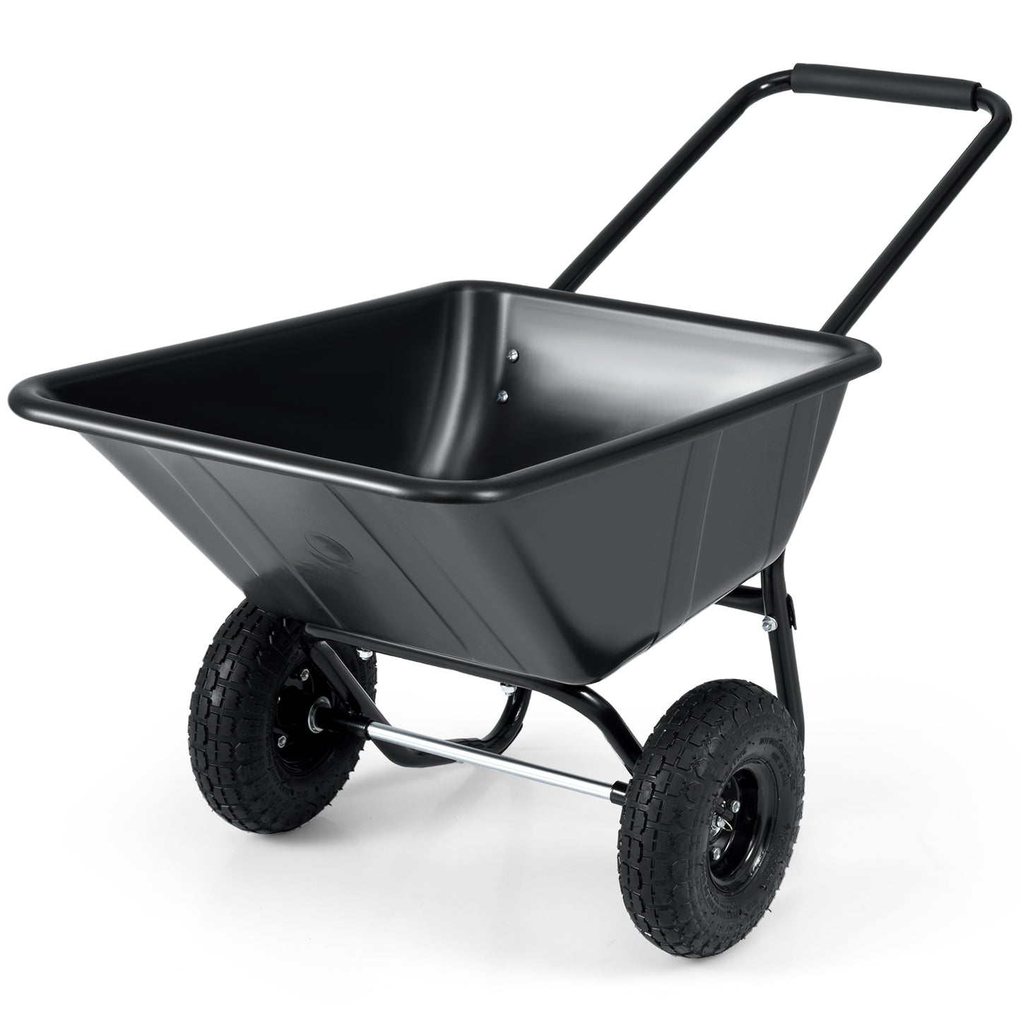 Dual-Wheel Wheelbarrow Garden Utility Cart with Pneumatic Tires-Black