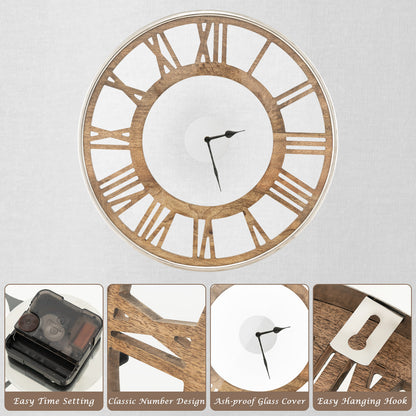 16-20 Inch Silent Wall Clock with Roman Numerals