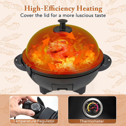Electric BBQ Grill 1200W Indoor Outdoor Grill with 2-Zone Non-Stick Grilling Plate