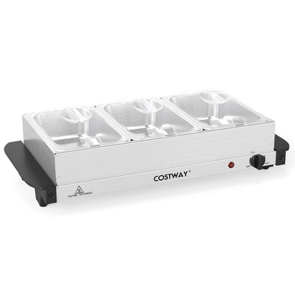 Electric Buffet Server Food Warmer with 3 Removable Trays
