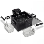 Electric Deep Fryer 5.3QT/21-Cup Stainless Steel 1700W with Triple Basket-Black - Black