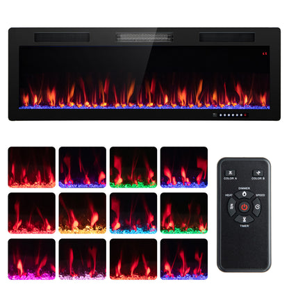 Electric Fireplace 40/50/60 Inches Recessed and Wall Mounted for 2' x 6' Stud-60 inches - 50 Inches