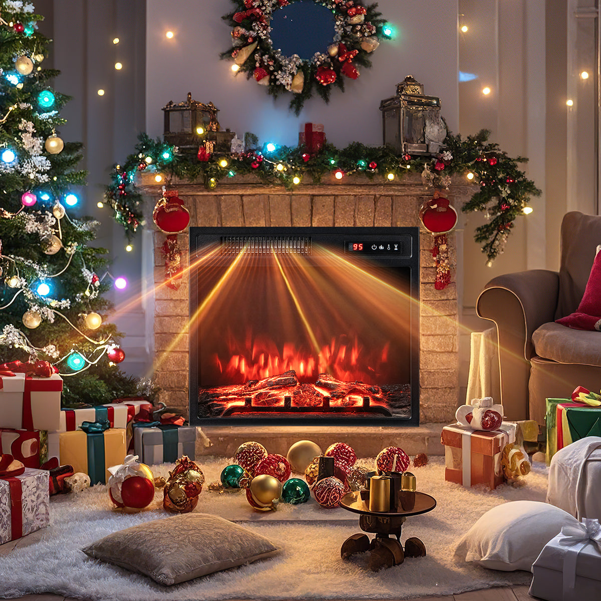 Electric Fireplace Insert 18" with Remote Control 1500W