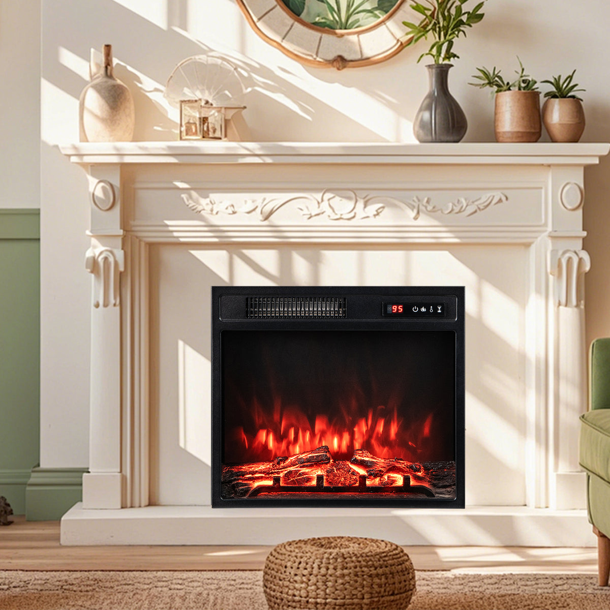 Electric Fireplace Insert 18" with Remote Control 1500W