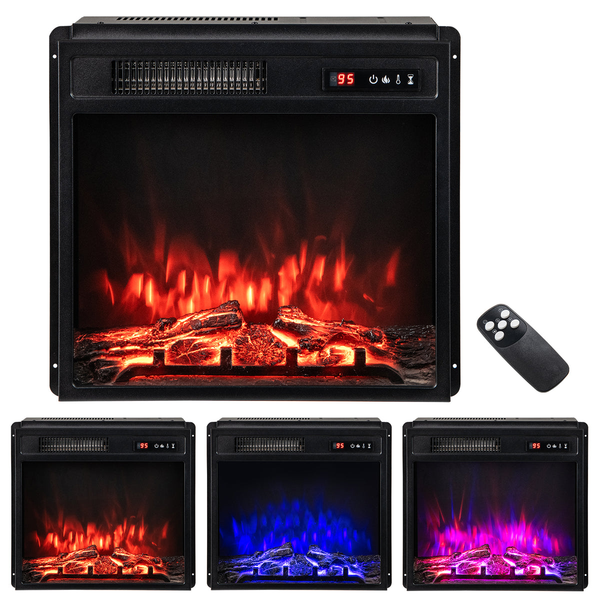 Electric Fireplace Insert 18" with Remote Control 1500W