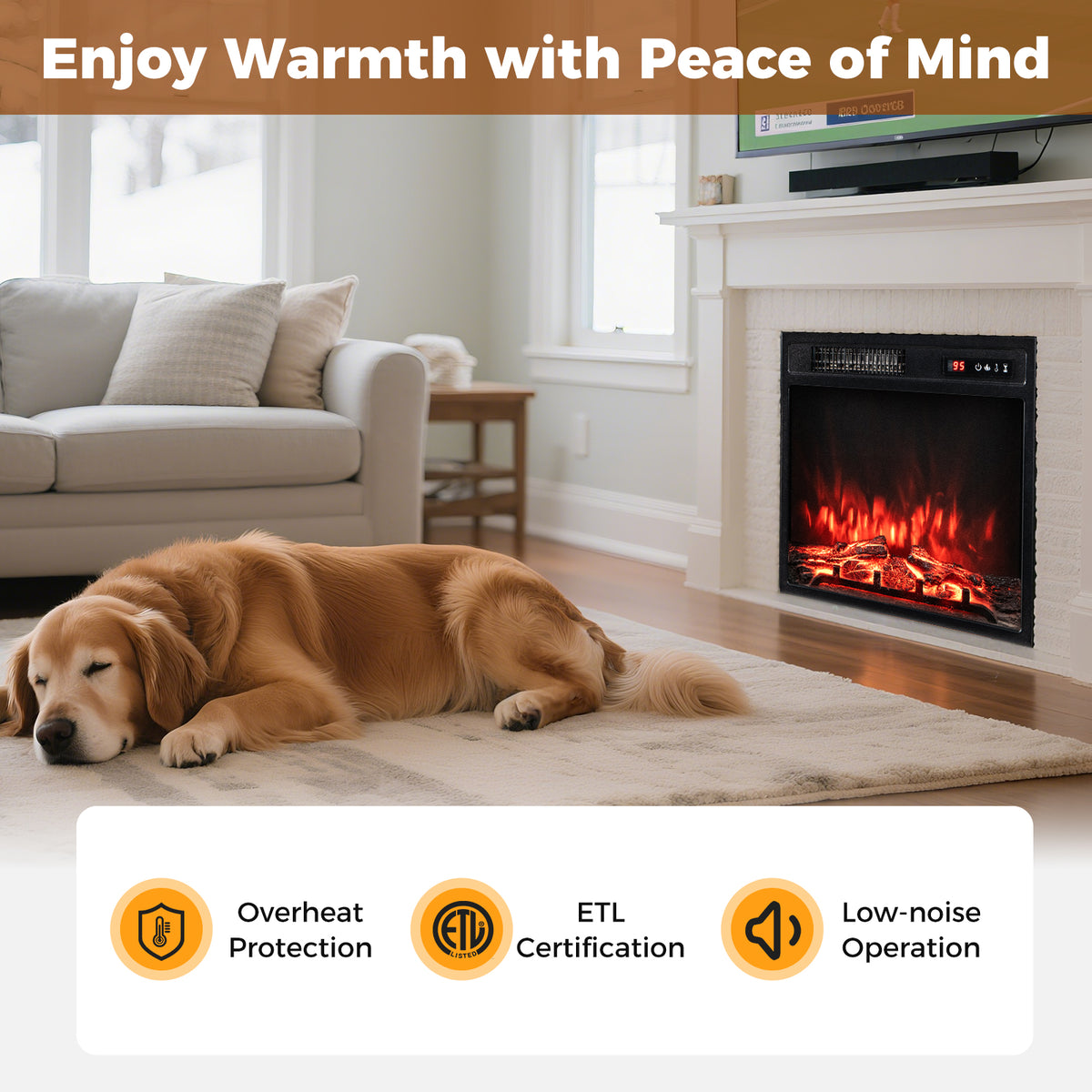 Electric Fireplace Insert 18" with Remote Control 1500W