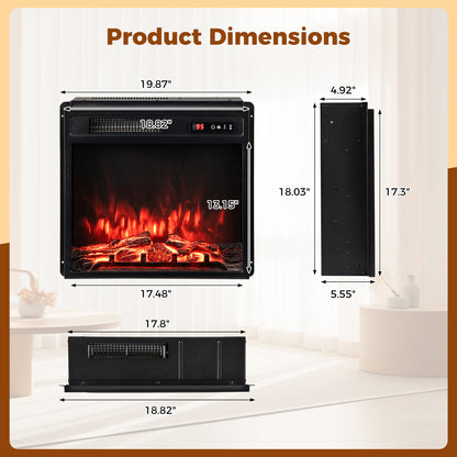 Electric Fireplace Insert 18" with Remote Control 1500W