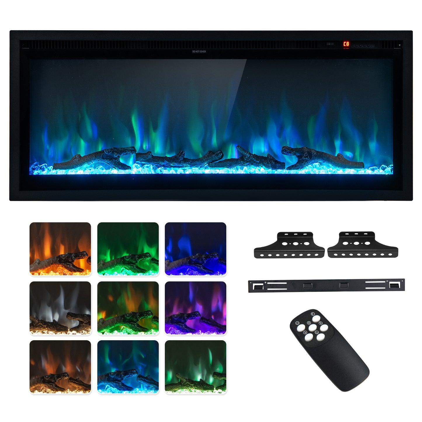 Electric Fireplace in-Wall Recessed with Remote Control and Adjustable Color and Brightness-36 inches - 42 Inches