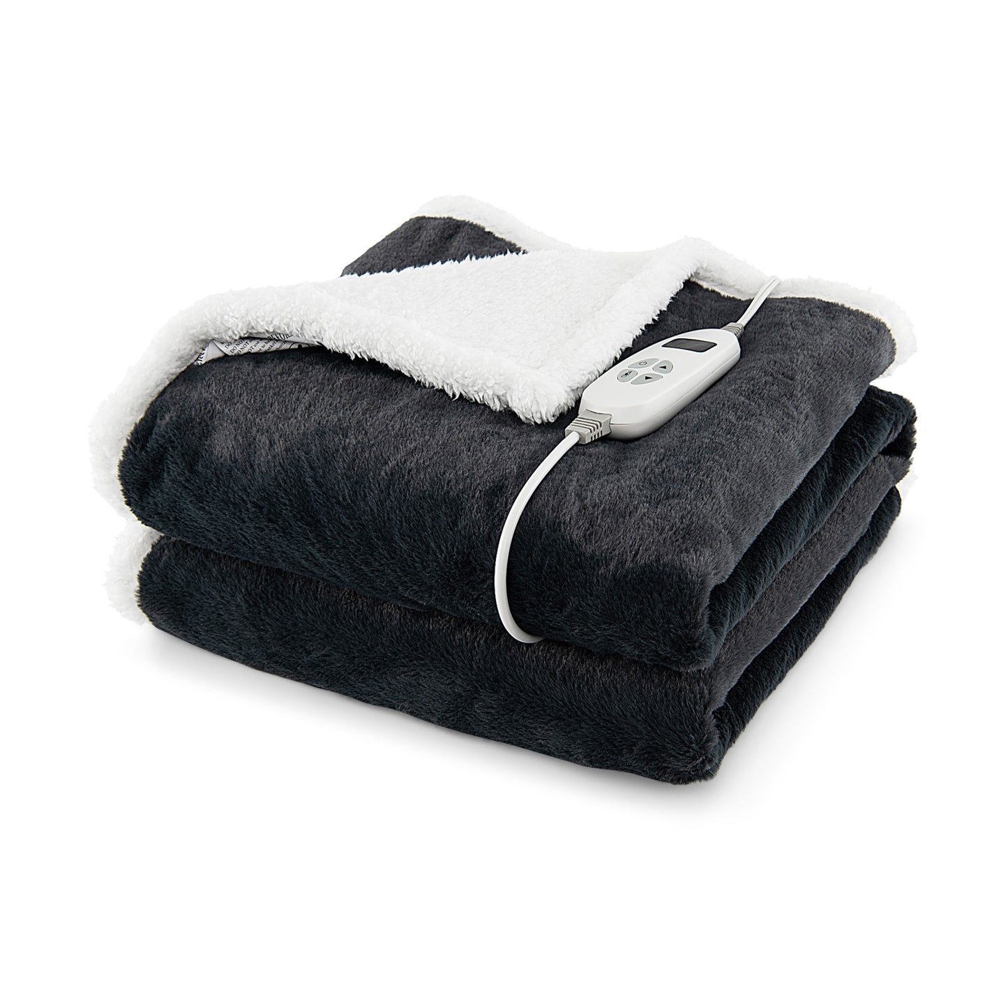 Electric Heated Blanket Throw with 10 Heat Settings-Gray - Gray