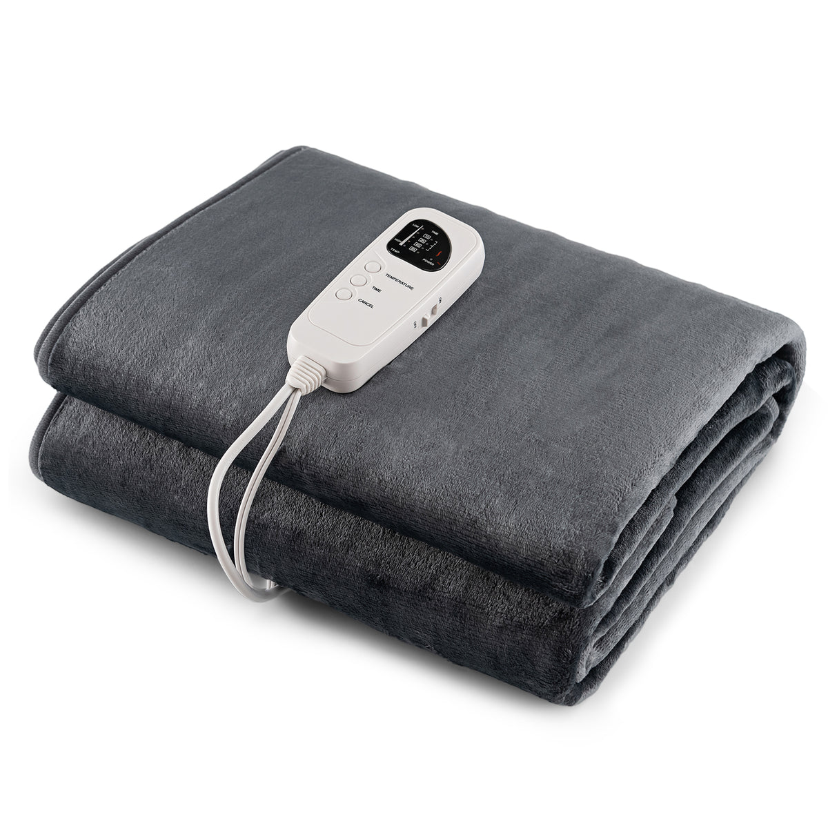 Electric Heated Mattress Pad with 5 Heating Levels and Overheat Protection-Blue - Gray