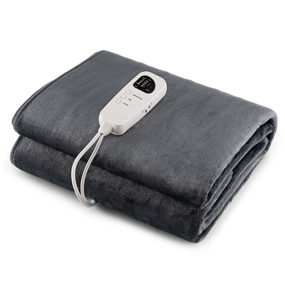 Electric Heated Mattress Pad with 5 Heating Levels and Overheat Protection-Blue - Gray